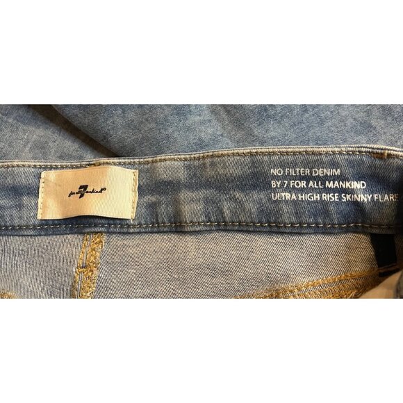 7 For All Mankind Ultra High Rise Skinny Flare Jeans Light Wash Size 27 stretchy - Picture 5 of 16